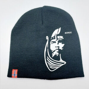Black Norway Viking Knit Ski‎ Hat Black Men One Size